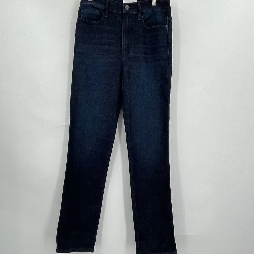 Frame Black Le Sylvie Washed Woven High Straight Denim Jeans Size 27